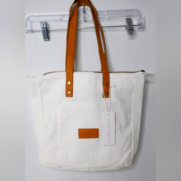 Cozy Earth Canvas Lightweight ECO Chic White Tote shoulder Bag Purse Sum… - Picture 7 of 7